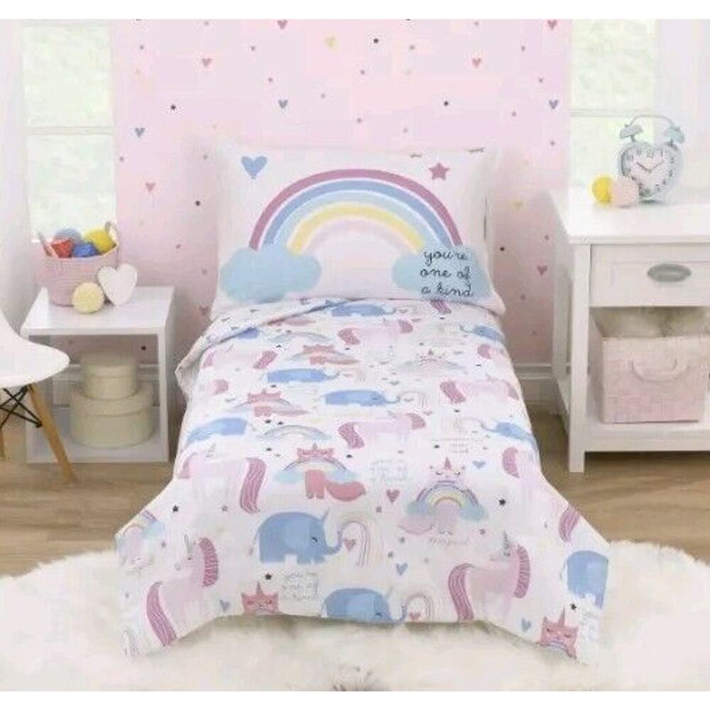 Parents Choice 3-Piece Girl's Pink Unicorn Love Heart Toddler Bedding Set New